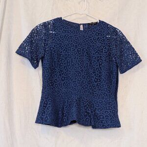 Club Monaco blue lace blouse (X Small)